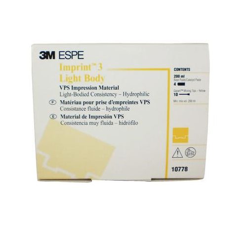 3M ESPE 10778 Imprint 3 VPS Impression Material Light Body Garant Cartidges 50 mL 4/Pk 3M ESPE 10778 Imprint 3 VPS Impression Material Light Body Garant Cartidges 50 mL 4/Pk